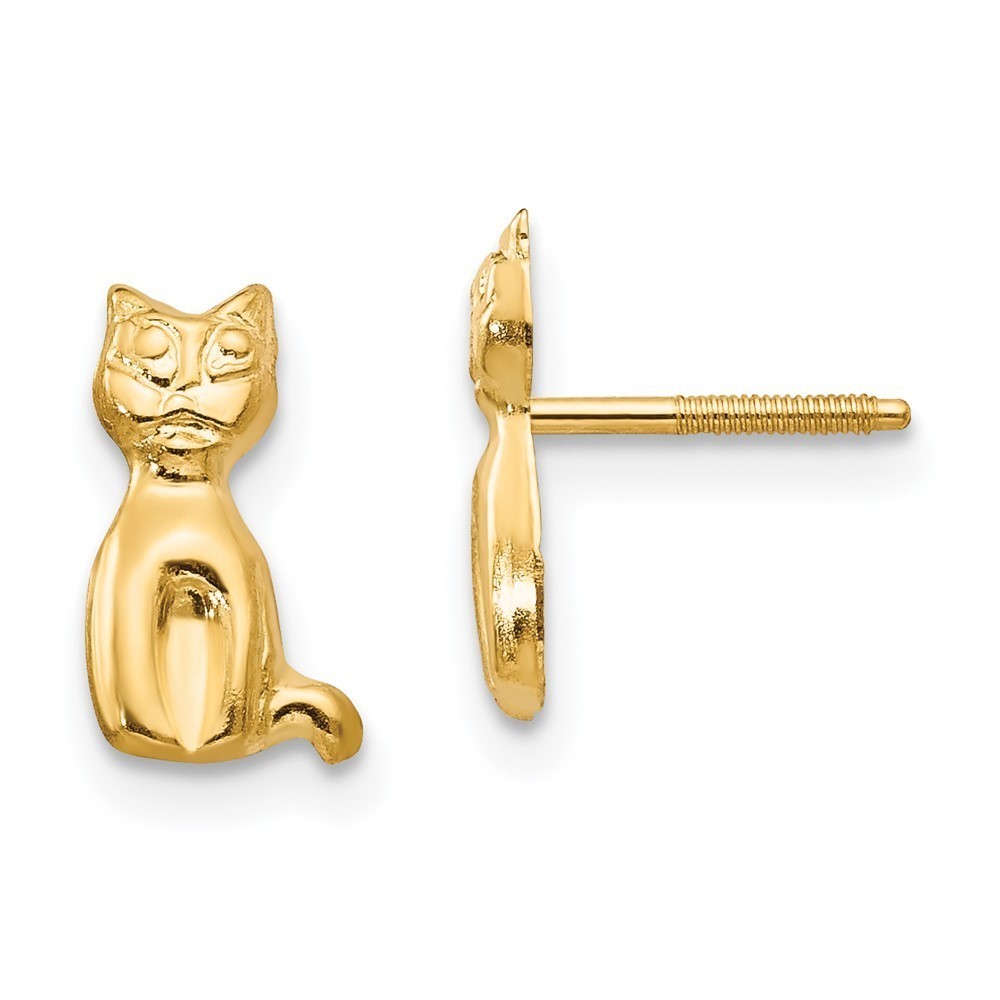 14k Yellow Gold Madi K Children's Kids Girls Jewelry Cat Earrings